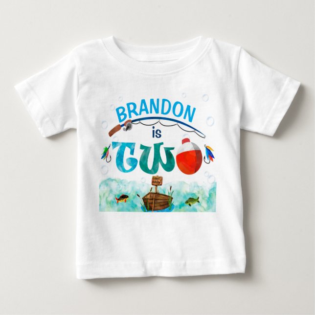 Boy 2nd birthday Fishing little fisherman themed Baby T-Shirt (Front)