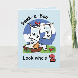 Boy 2nd Birthday, Peek-a-Boo Kitten Card