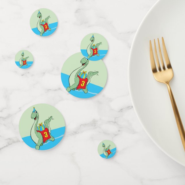 Boy, 3rd Birthday Dinosaur Confetti (Group)