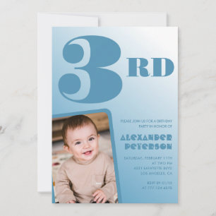 Boy 3rd birthday invitations Blue Photo