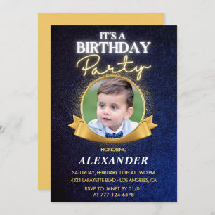 Boy 3rd birthday invitations Elegant Chic Photo