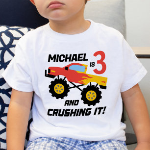 Boy 3rd Birthday Monster Truck Personalised Baby T-Shirt