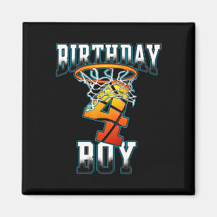 Boy 4 Years Old Birthday Gifts Bysketbyll Person  Magnet