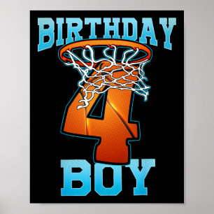 Boy 4 Years Old Gifts 5th Birthday Bysketbyll Pers Poster