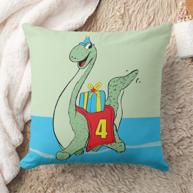 Boy, 4th Birthday Dinosaur Cushion (Blanket)