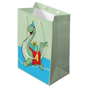 Boy, 4th Birthday Dinosaur Medium Gift Bag