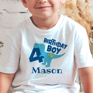 Boy 4th Birthday Dinosaur Personalised T-Shirt