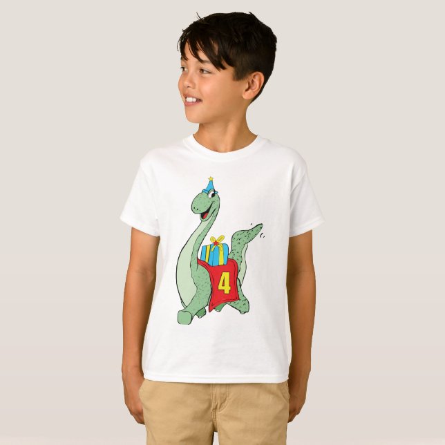 Boy, 4th Birthday Dinosaur T-Shirt (Front Full)