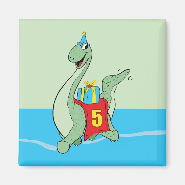 Boy, 5th Birthday Dinosaur Magnet (Front)