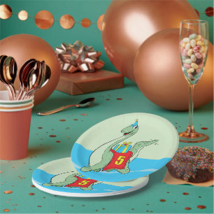 Boy, 5th Birthday Dinosaur Paper Plate