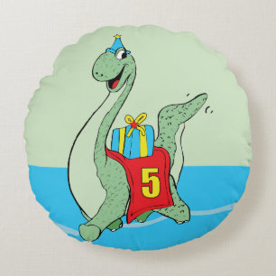 Boy, 5th Birthday Dinosaur Round Cushion