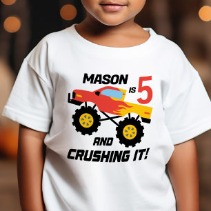 Boy 5th Birthday Monster Truck Personalised Baby T-Shirt