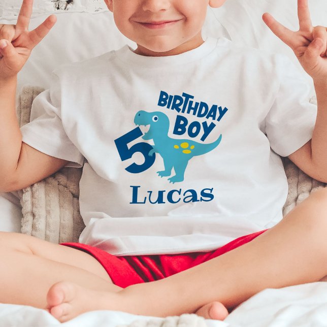 Boy 5th Birthday T-Rex Personalised T-Shirt (Creator Uploaded)