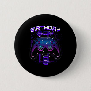 Boy 6 Video Game Controller Gamer 6th Birthday Gif Cm Round Badge