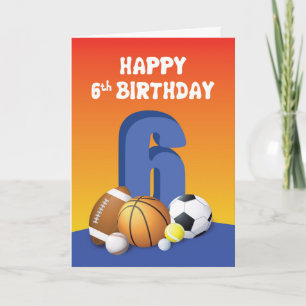 Boy 6th Birthday Sports Balls Card
