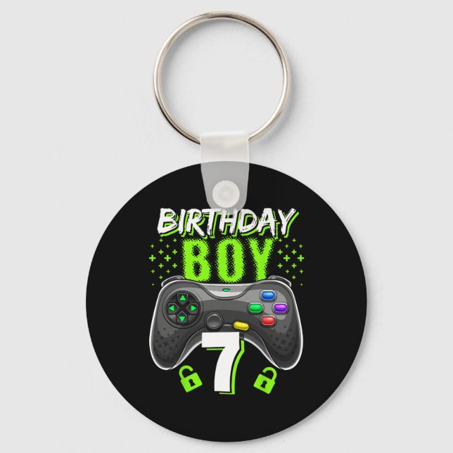 Boy 7 Video Game Controller Gamer 7th Birthday Gif Key Ring (Front)
