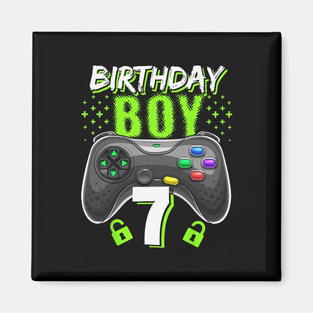 Boy 7 Video Game Controller Gamer 7th Birthday Gif Magnet (Front)