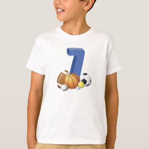 Boy 7th Birthday Sports Balls T-Shirt