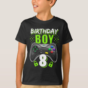 Boy 8 Video Game Controller Gamer 8th Birthday Gif T-Shirt