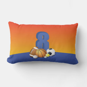 Boy 8th Birthday Sports Balls Lumbar Cushion