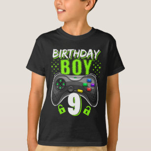 Boy 9 Video Game Controller Gamer 9th Birthday Gif T-Shirt