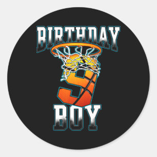 Boy 9 Years Old Birthday Gifts Bysketbyll Person Classic Round Sticker