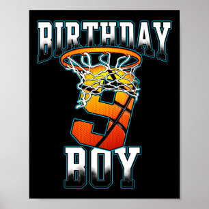 Boy 9 Years Old Birthday Gifts Bysketbyll Person  Poster