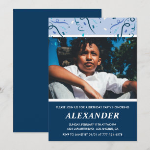 Boy 9th birthday invitations Photo Navy Blue