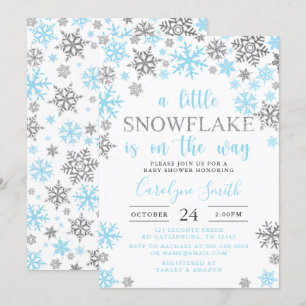 Boy A Little Snowflake Is On The Way Baby Shower Invitation