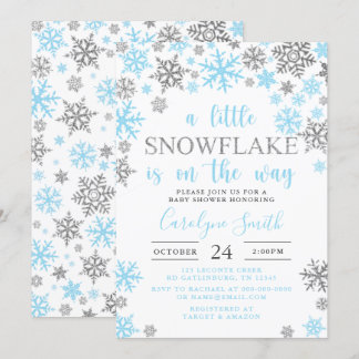 Boy A Little Snowflake Is On The Way Baby Shower Invitation