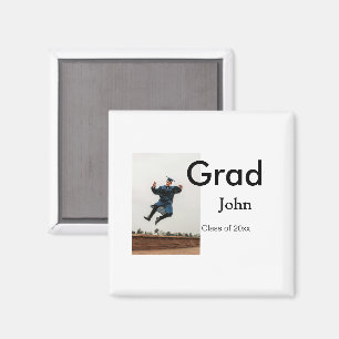boy add name date year text QR graduation congrats Magnet
