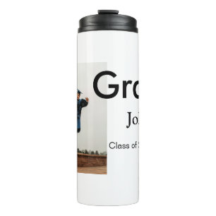 boy add name date year text QR graduation congrats Thermal Tumbler