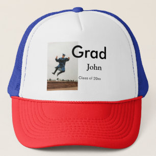 boy add name date year text QR graduation congrats Trucker Hat
