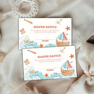 Boy Adventure Sailboat Diaper Raffle Baby Shower Enclosure Card