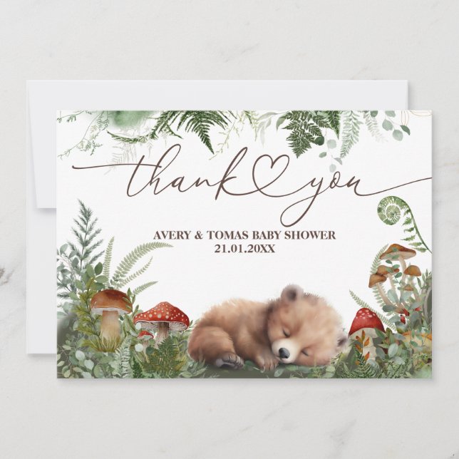 Boy Adventure Woodland Greenery  Thank You Card (Front)