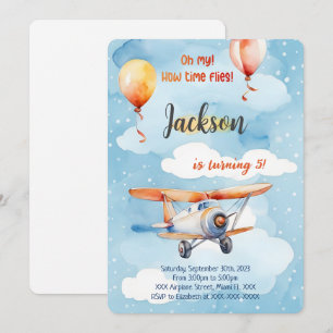 Boy Aeroplane Birthday Party Invitation