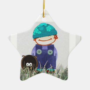 Boy and dog ceramic tree decoration