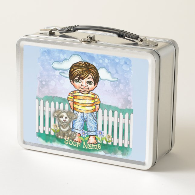 Boy and Dog  Metal Lunch Box (Front)