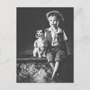 Boy and dog postcard