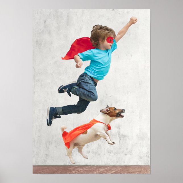Boy and Dog Superheroes Poster (Front)