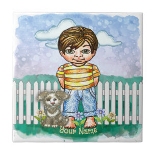 Boy and Dog Tile