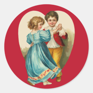 Boy and Girl Dancing Classic Round Sticker