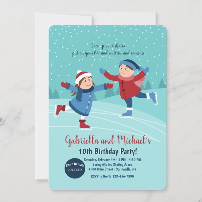 Boy and Girl Ice Skaters Invitation (Front)