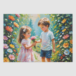 Boy and Girl in a Magical Garden Tissue Paper