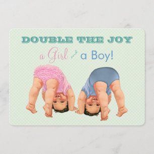 Boy and Girl Twin Baby Shower Invitation