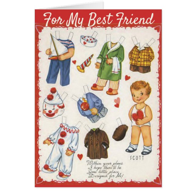Boy and Girl Valentine's Day Paper Dolls Vintage (Front)