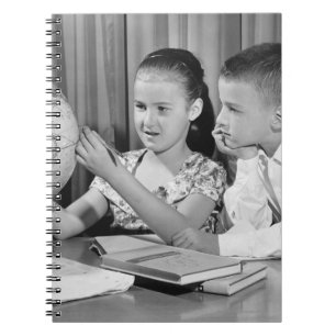 Boy and Girl Viewing Globe Spiral Notebook