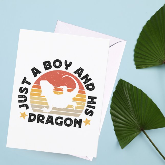 Boy And His Bearded Dragon Reptile Lover Quote Postcard (Just A Boy And His Dragon Postcard)