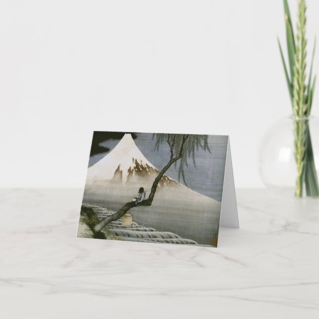 Boy and Mount Fuji Hokusai Japanese Fine Art Card (Front)