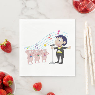Boy And Pigs Singing Napkin